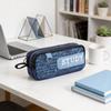 Oxford Cloth Double Layer Pencil Case For Students With Large Capacity And Minimalist Style