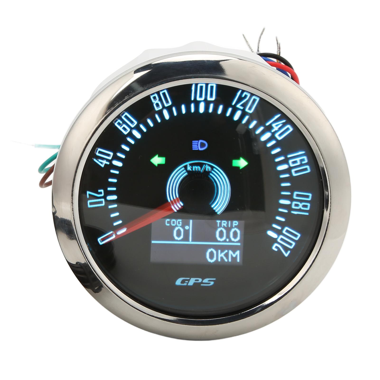 

85-мм GPS-спидометр с индикатором поворота 0–200 км/ч, регулируемая 7-цветная подсветка для автомобиля, дома на колесах, судна Black чёрный