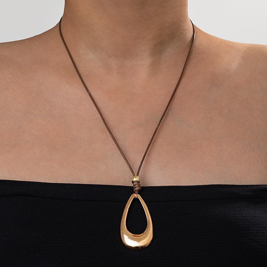 1 Piece Silver/Matte Gold Large Boho Open Charm Pendant Chain Statement Necklace