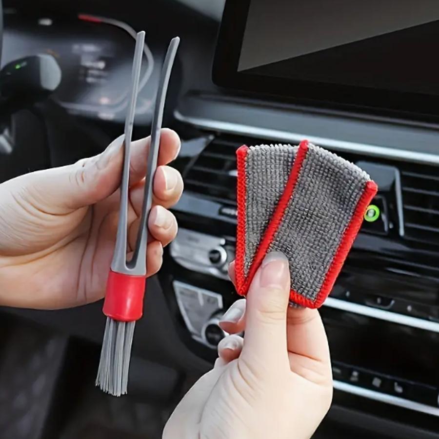 1 PC, Soft Dual Head Car Cleaning Brush, 2-in-1 Air Conditioning Vent Brush, Internal Cleaning Tool, Multi-functional Dust Remov