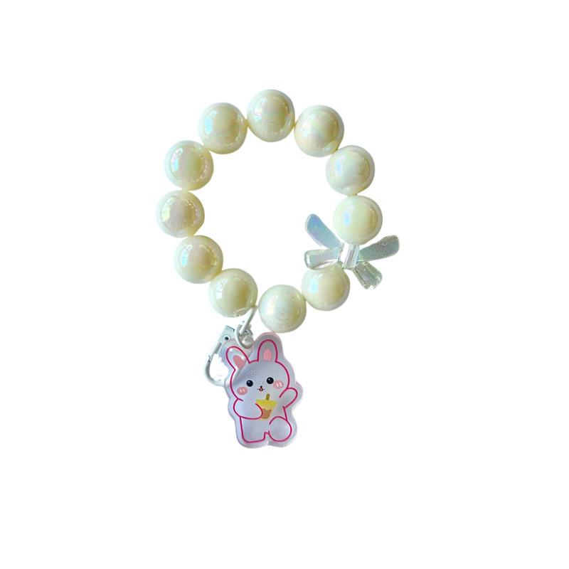 Rabbit Resin Trendy Candy Colored Bow Knot Heart Bead Keychain For Fashionable Gifts