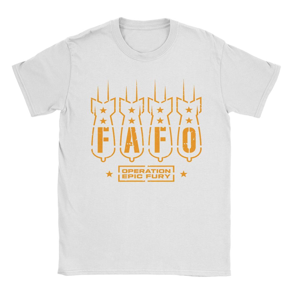 Mens FAFO Operation Epic Fury T Shirts  Cotton Top Tees Summer Y2K Basic ShortSleeve T Shirt O Neck Hip Hop Casual Tee Shirt