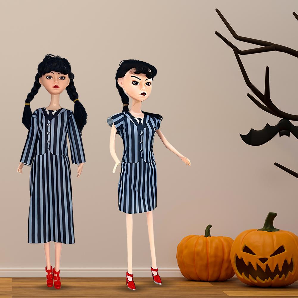 The Wednesday Addams Figure Doll Cute Cloth Puppet Toys Wednesday Addams Family Doll with Movable Joints Halloween Decor