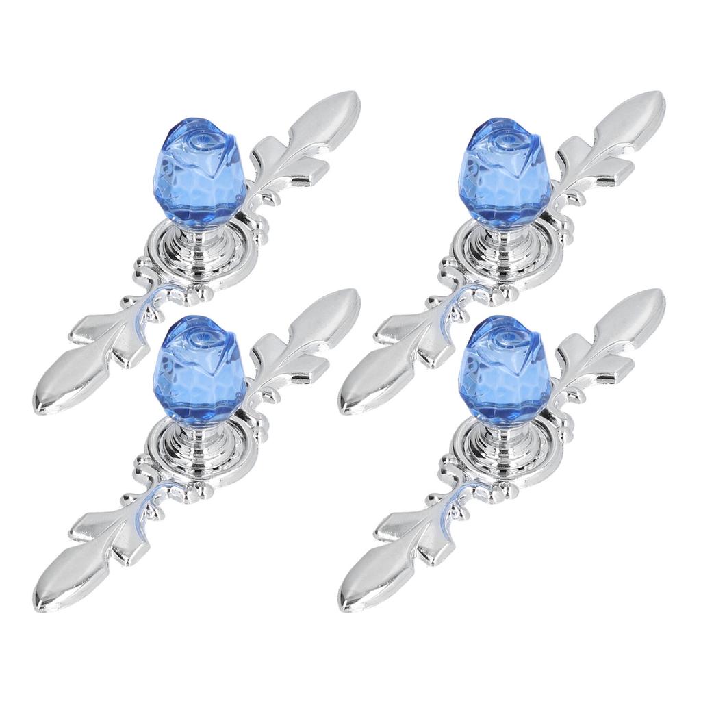 4 Pcs Crystal Handle with Plate European Style Modern Simple Pulls Handles for Drawer Dreser Cabinets