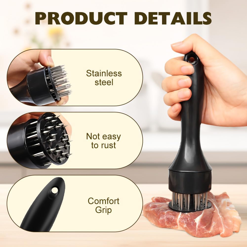 1 PC Stainless Steel Meat Tenderizer, 2025 New Stainless Steel Meat Tenderizer Needle 21 Pin Steak BBQ Kitchen Cooking Tool