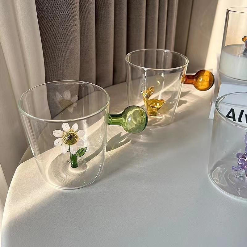 Tasses à Vin en Verre Animal de Ferme 3D Mignonnes Verres Design Italie Verres à Whisky Tasse à Café Enfants Verre Borosilicaté Tasse à Lait Eau Thé
