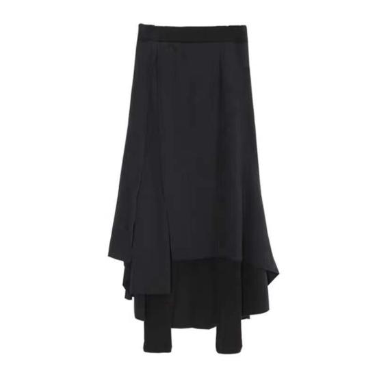 Winter Skirt Leggings Irregular Fake Two-Piece Design Velvet Lined Women Culottes High-waisted Stretchy Culottes