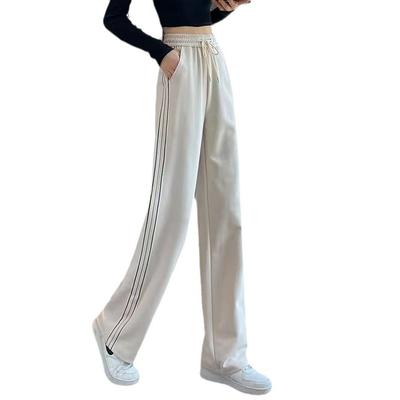 Übergröße Gerades Bein Lässige Weitbein-Hose für Damen Im Frühling und Sommer Neu Hohe Taille Hängend Locker Schlankmachend Sport Damen Hose