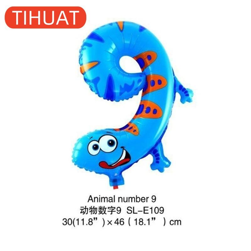 Cartoon Animal Number Foil Balloons for Kids Party Decoration Birthday Wedding Decor