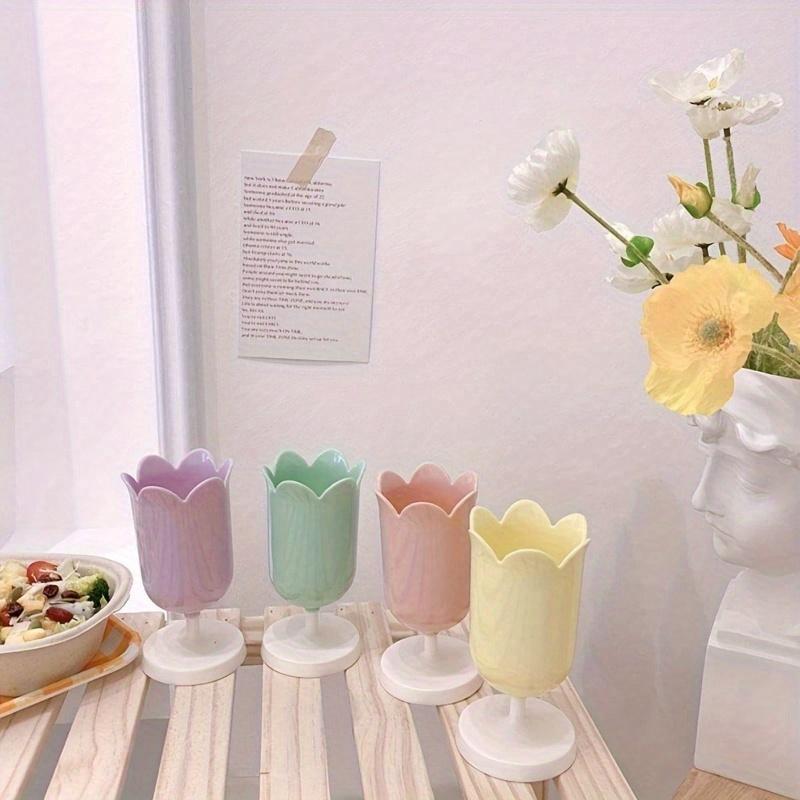 Tulip Shaped Plastic Pen Holder - Office Desk Organizer for Pens, Cosmetics and Stationery Back To School