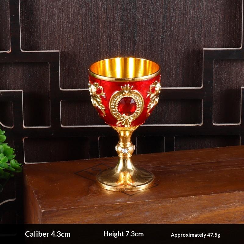Vintage European Alloy Goblet Embossed Enamel Mini Liquor Wine Cup Multi Colors For Wedding Home Bar Table Decor Gift