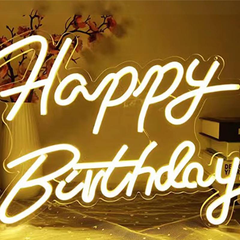 USB Neon Light LED Happy Birthday Light Indoor Home Decor Atmosphere USB Alphabet Light