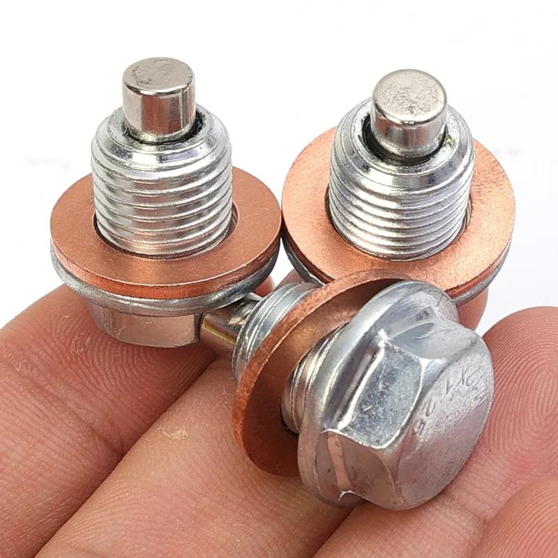 1/2/5set Magnetic Oil Drain Plug M12*1.25 Screw Gasket Set Car Engine Accessories for Most Infiniti Exus Nissan Scion Toyota