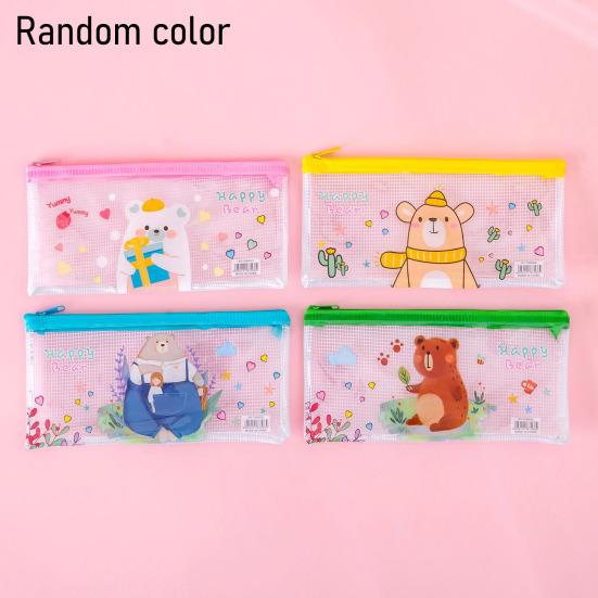 Clear Mesh Pencil Case with Zipper Large Capacity Transparent Stationery Bag for Students Exam Compliant Portable Multi-Purpose Makeup Travel