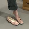 Soft-soled bow French small square head light mouth single shoes women's 2025 spring new one-word belt four-season commuting flats