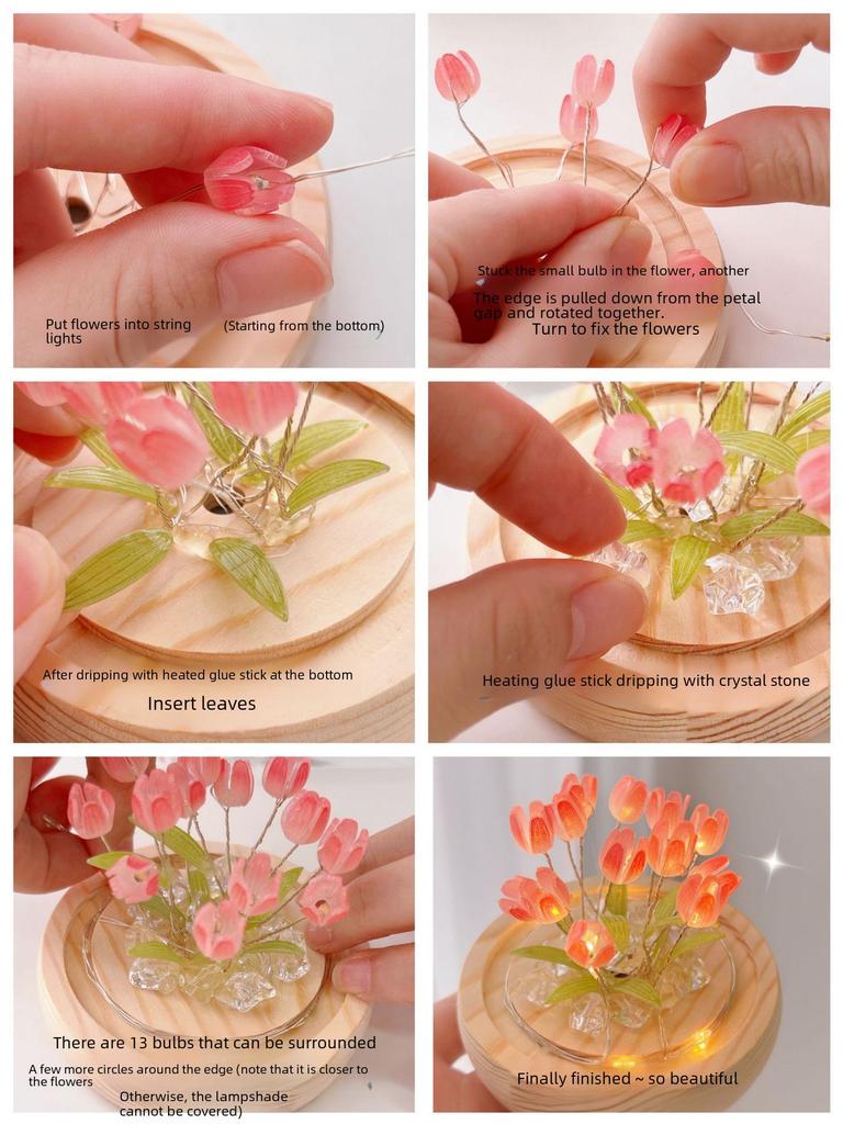 Veilleuse LED Tulipe: Fleur artificielle pour chambre à coucher, aide au sommeil, cadeau d'anniversaire pour elle, lumière LED d'ambiance pour la Saint-Valentin chinoise