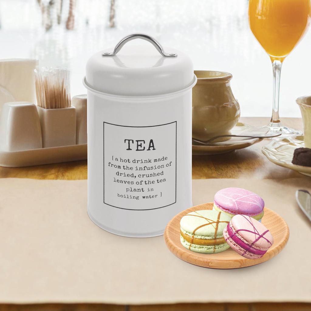Iron Airtight Tea Coffee Sugar Canister Storage Jar Kitchen Counter Farmhouse Decor Large Capacity Metal Food Container