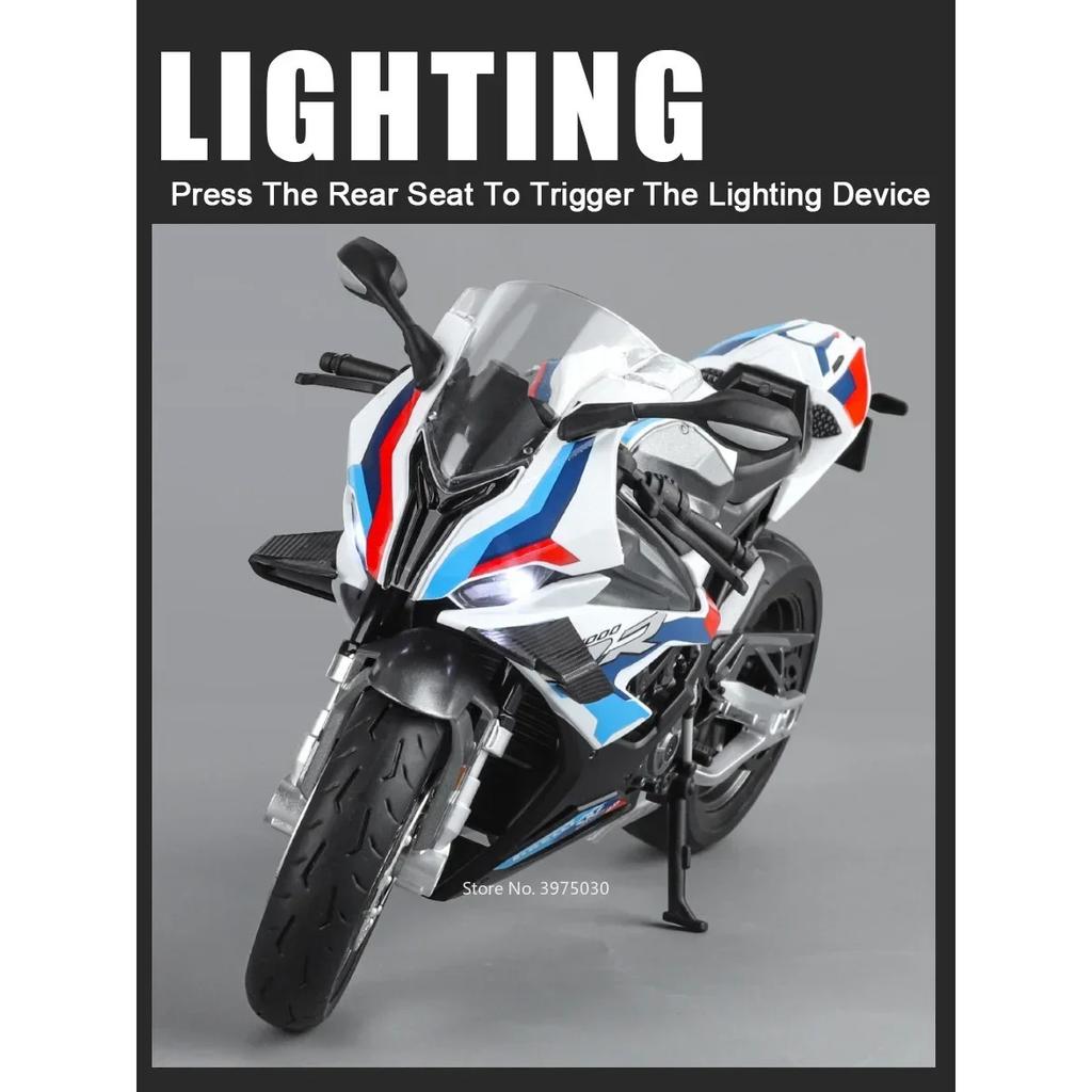 1/9 BMW RR1000 Motorcycles Alloy Diecast Toys Cars Models Miniature Motorcycle Toy Kids Festival Gifts Alloy Motorcycle Model