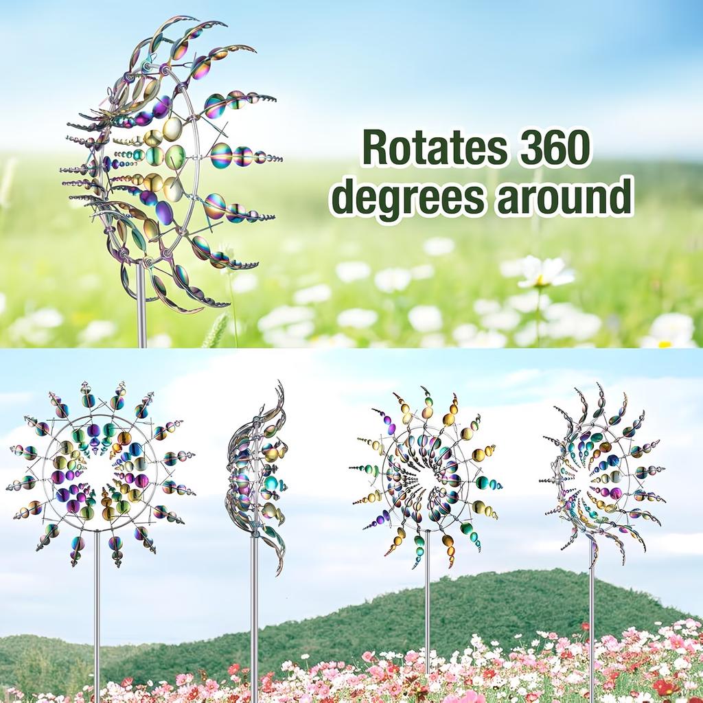 Metal Windmill Creative Courtyard Garden Lawn Decoration Wind Collector Magical Kinetic Energy Metal Windmill Rotator