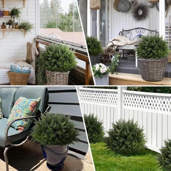 Künstliche Zypressen-Kugelbäume mit Spitze UV-beständig Falsche Zypressenpflanzen Unechte Immergrüne Sträucher für Veranda Garten Hinterhof Außenbereich