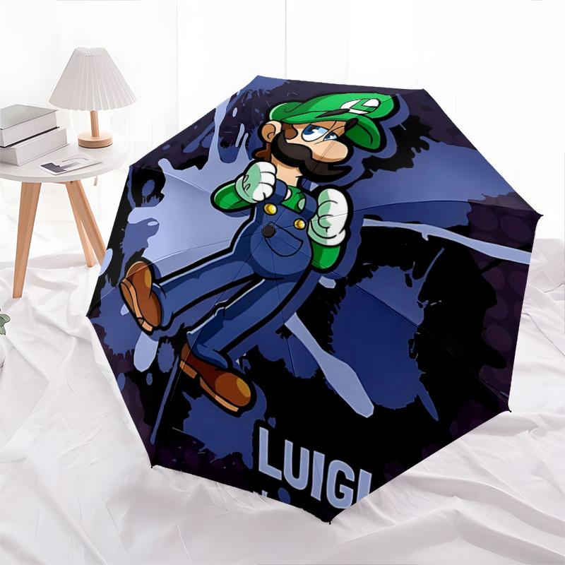 

1pc Luigi s Splash Adventure Pattern Automatic 3-Fold Umbrella, 8 Iron Frames, High-Value Folding Umbrella, Suitable for Office, Travel and Outdoor Ad