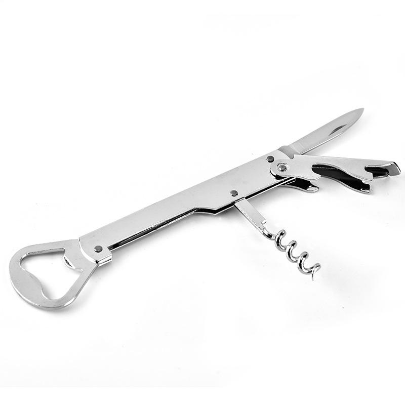 Multifunctional Stainless Steel Wine Corkscrew with Knife, Beer Bottle Opener, Can Opener