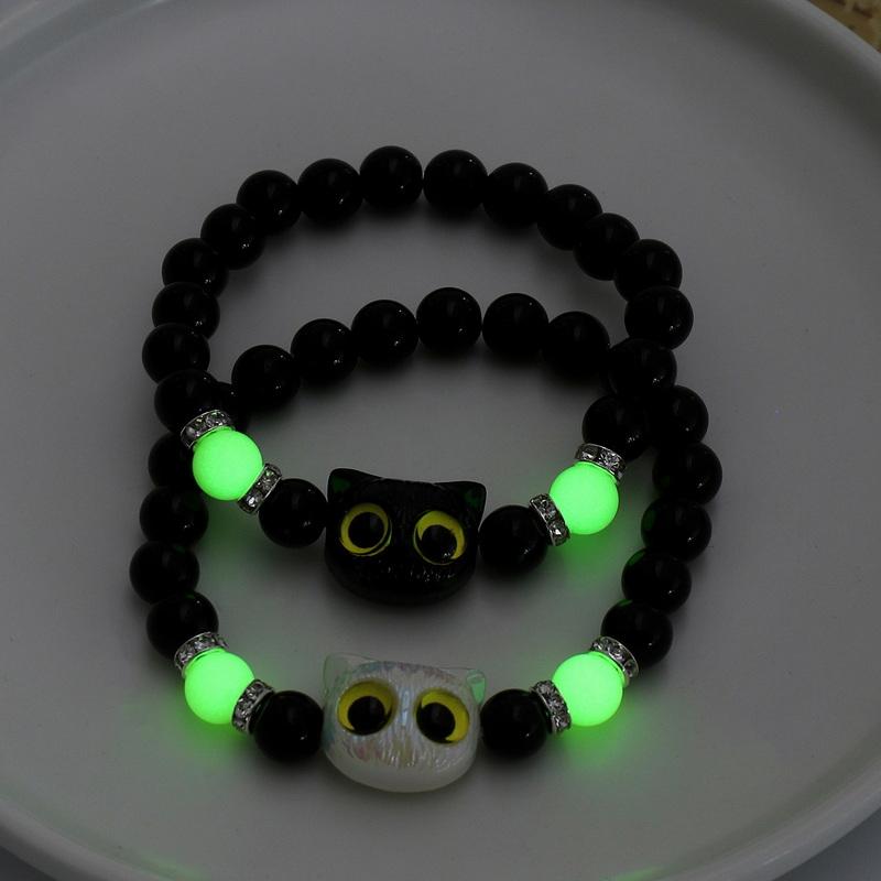 Nuovo Design Gatto Occhi Grandi Cartone Animato Collana Luminosa per Donne Tendenza Ciondolo Gatto Nero Collana Gioielli Amicizia Regali