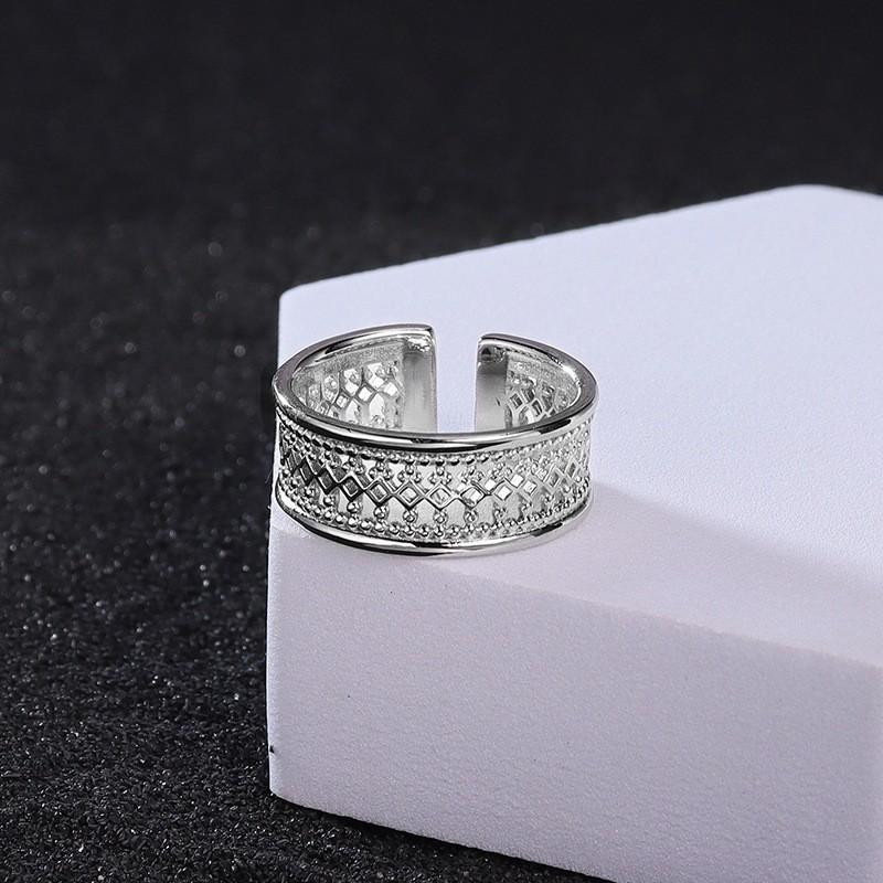 Adjustable Open Ring Women With Delicate Lace Design Minimalist Boho Chic Plated Jewelry