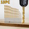 13 Pcs Titanium Coated HSS Drill Bit Set Professional Hex Shank Drill Bit Kit Impact Drill Bit Set for Wood Steel Metal Plastic