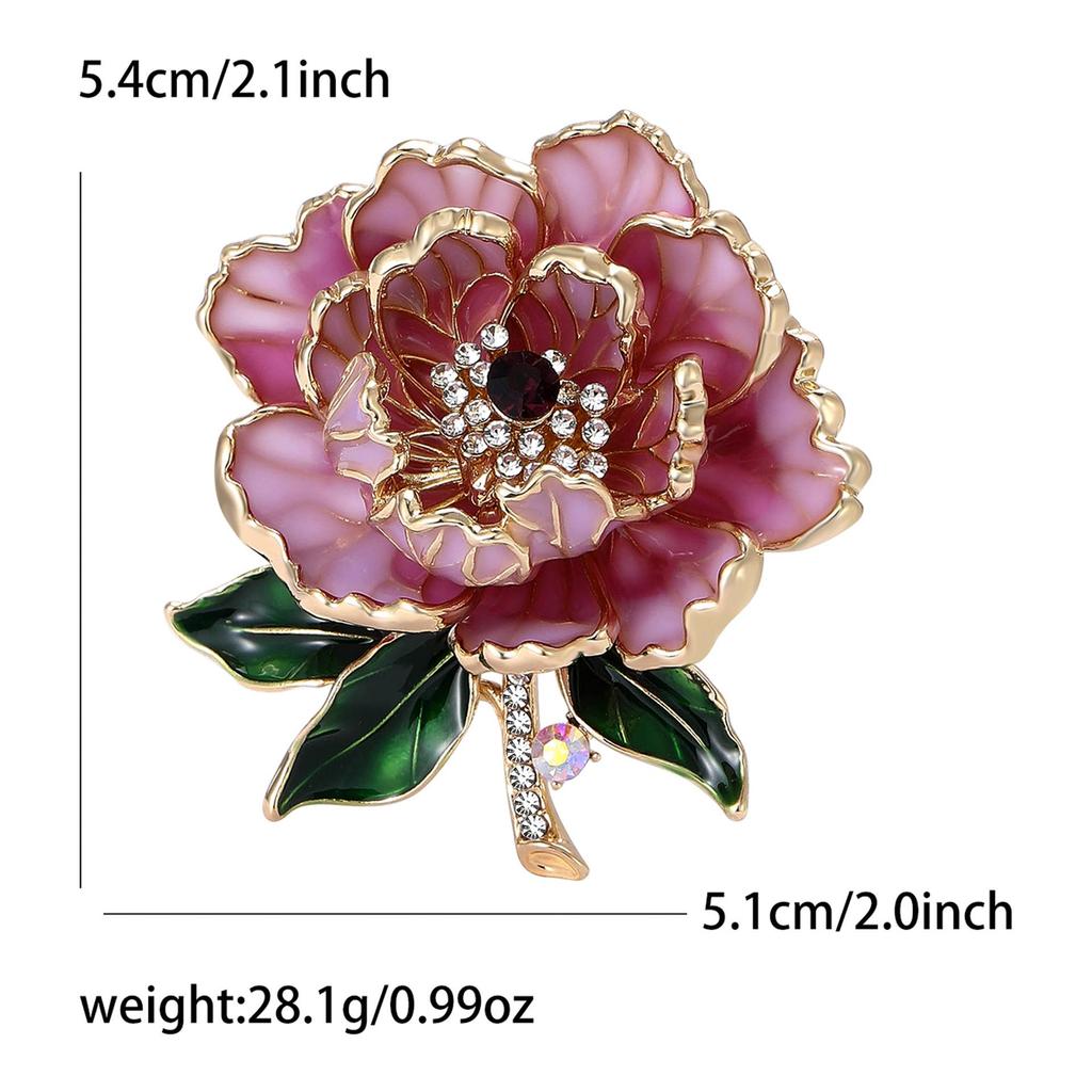 European & American Rhinestone Peony Flower Brooch - Fashionable Women's Corsage Pin Accessory
