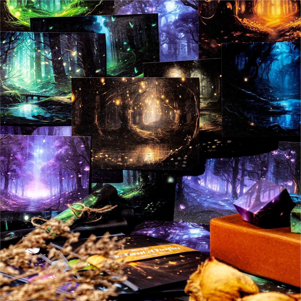 30pcs/Pack Retro Material Paper DIY Decorative Scrapbook Base Paper Firefly Forest Series Dreamscape Handbook Collage Paper