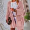 Women's Knit Pocket Cardigan Sweater - Solid Color, Loose Fit, Autumn/Winter Fashion