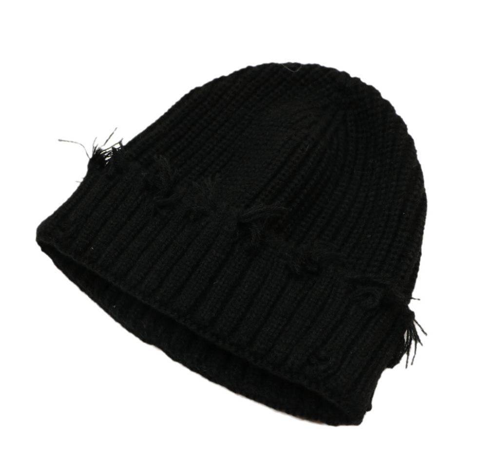 Hot Sale Distressed Customized Winter Beanies Hats Embroidered Logo Label Attach