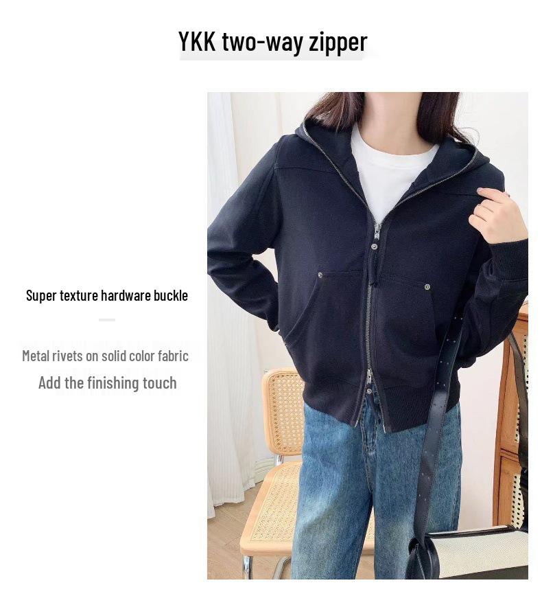 Trendy Women's Hooded Sports Cardigan: New Motorcycle-Style Casual Top for Autumn/Winter