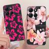Für Motorola Moto G86 Power Niedliche Blume Schmetterling Katze Bemalte Hülle Für Moto G86 G86Power Schwarzes Silikon Weiche Handyhüllen