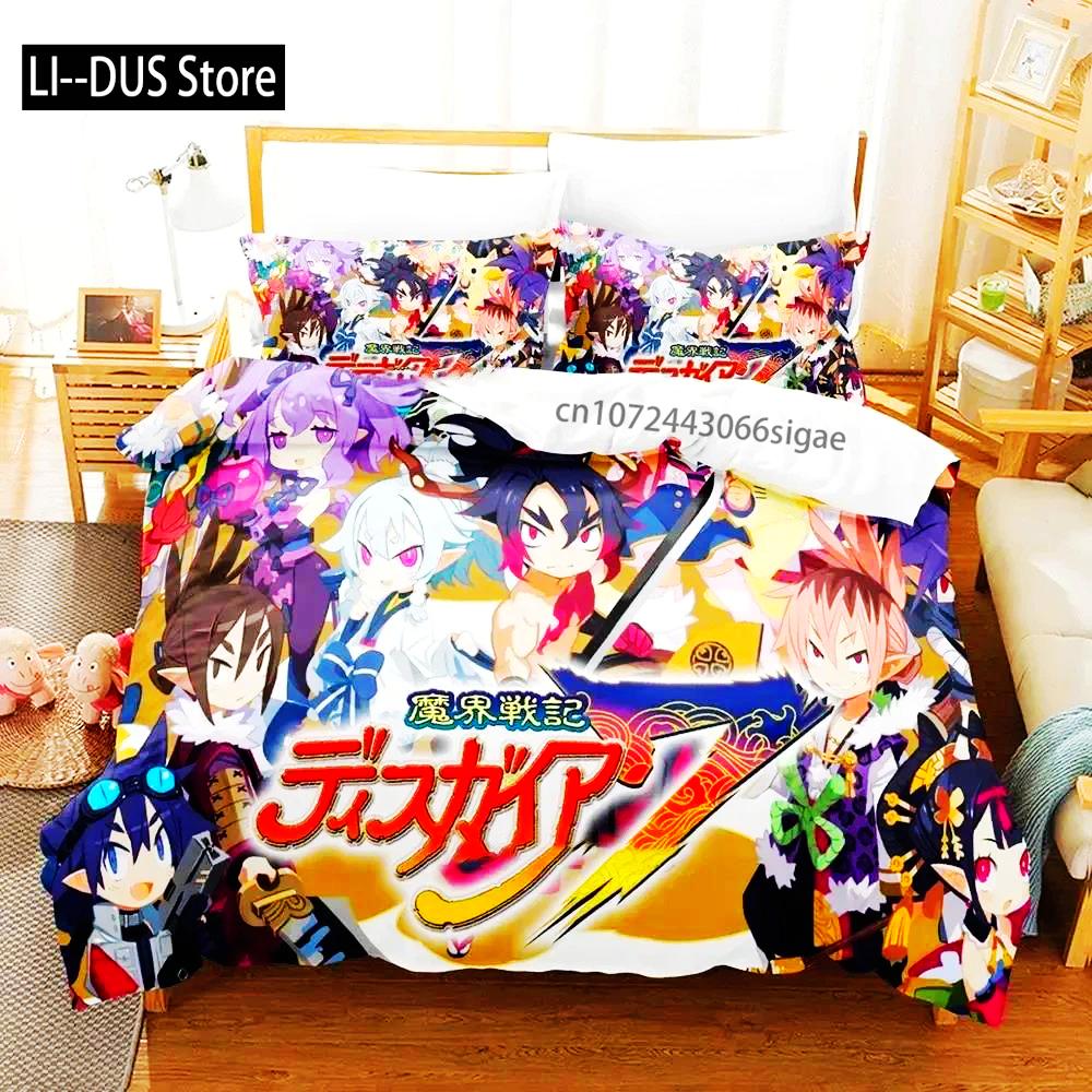 Anime Disgaea Bettwäsche-Set Bettbezug Bett-Set Steppdeckenbezug Kissenbezug Bettdecke King Queen Size Jungen Erwachsene Bettwäsche-Set