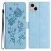 For iPhone 14 Wallet Case Rose Pattern Imprinted Leather Flip Stand Phone Cover