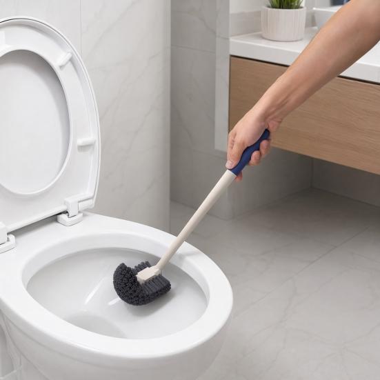 Wall Mounted Toilet Brush, Anti-Slip Handle Curved Soft Bristles Toilet Cleaner, Toilet Grooves Bathroom Brush for Deep Cleaning