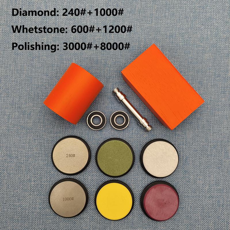 Rolling Blade Sharpener Set Diamond Grinding Disc Jade Fine Sharpening 15/20° Two Angles Non-slip Base Kitchen Sharpening System