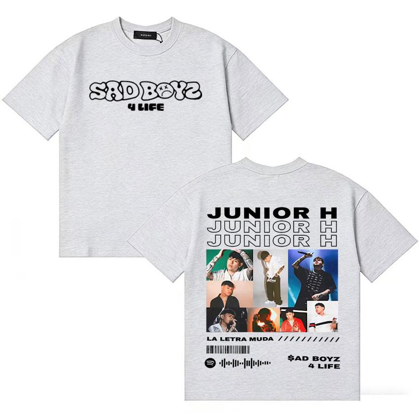 Streetwear Rapper Junior H Sad Boyz 4 Live T Shirt Unisexs Womens Short Sleeve Casual Double Sided Print No Me Importa Nada Y2K Tee