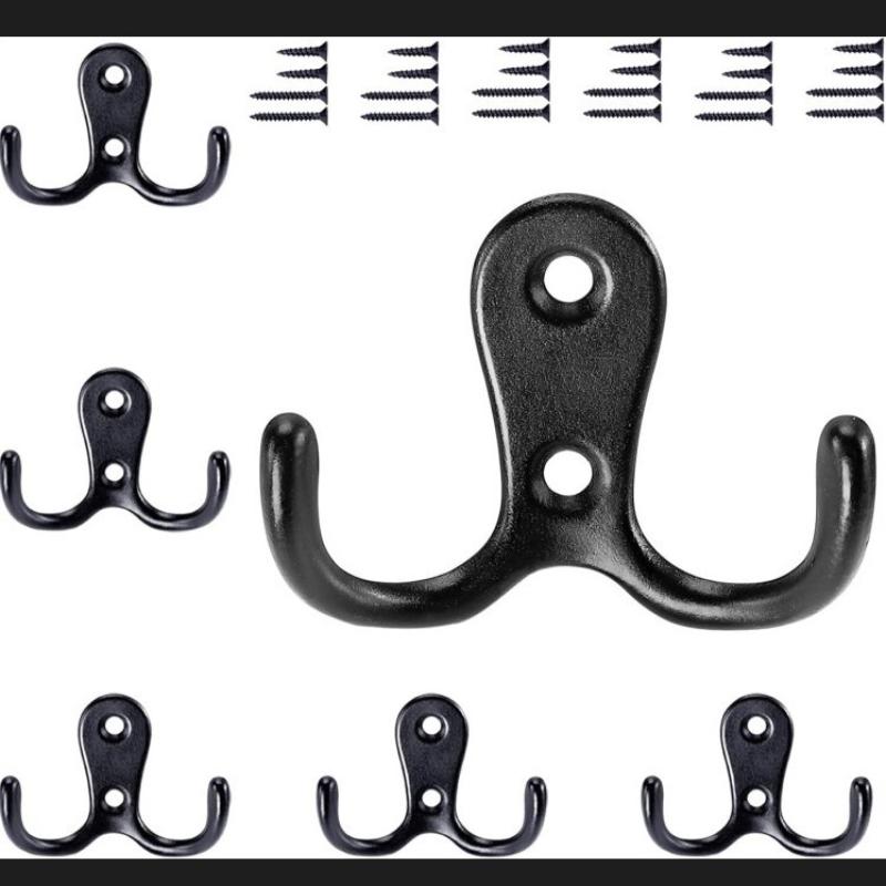 10/5Pcs Coat Hooks Wall-Mounted 2 Hole Towel Hanger For Coats Hat Clothing Home Storage Hook Wall Hook Towel Hanger For Hardware