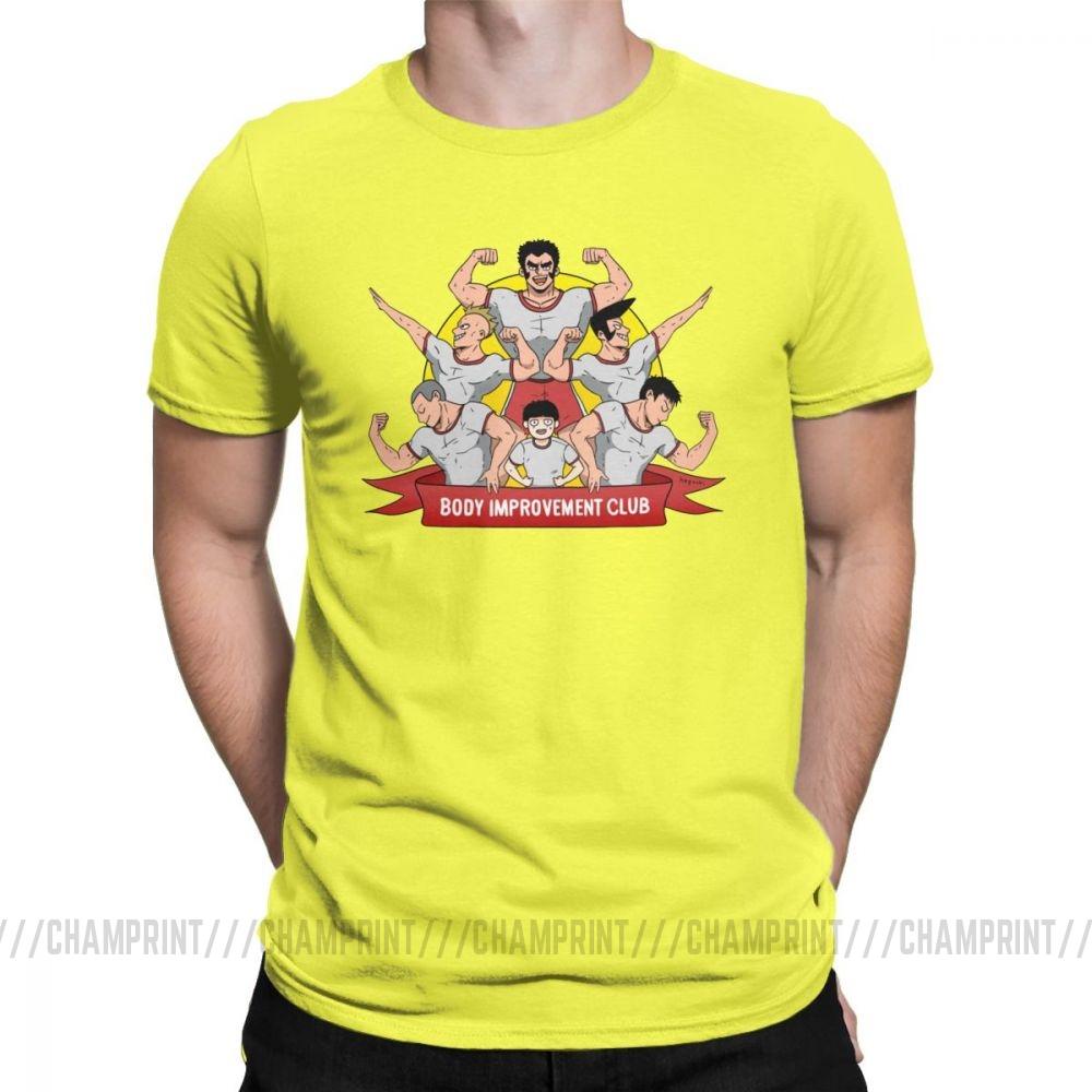 Herren S T-Shirt Mob Psycho 100 Körperverbesserungsclub Humor 100% Baumwolle T-Shirts Kurzarm