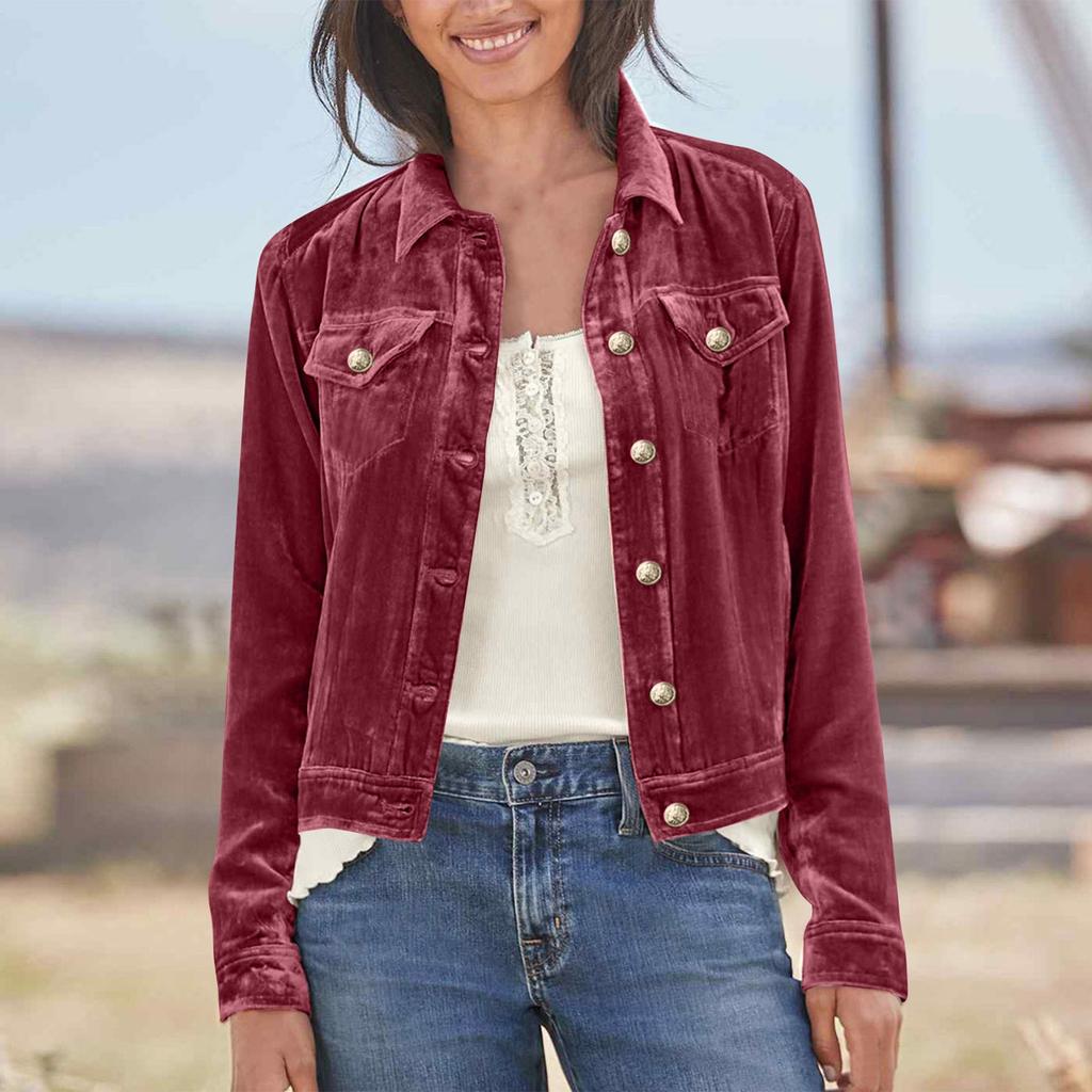 Women's Solid Color Long Sleeve Casual Long Sleeve Canary Cargo Short Jacket Jacket With Pocket