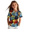 Summer Children's Short Sleeved T-shirt Fashionable Colorful Cartoon Animals 3d Printing Soft Comfortable Breathable Round Neck T-shirt