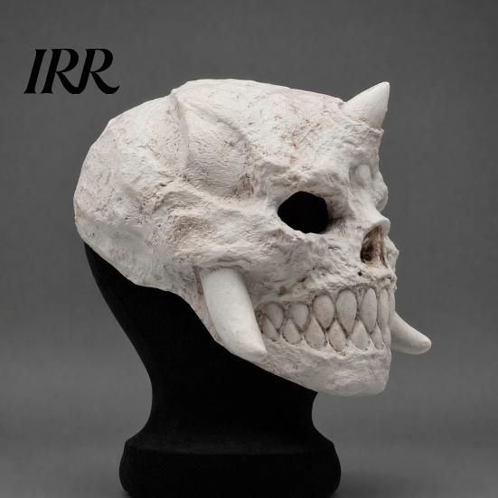 Scary Halloween Costume Mask Skeleton Mask, Horror Fanged Skull Distressed Retro Bone Full Face Cosplay for Party Props