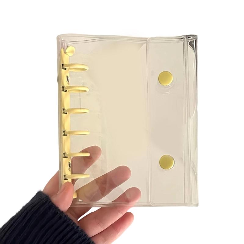 6 Hole PVC Binder Cover 125x148mm Card Album Covers Water Resistant 6 Holes Punched Refillable Notebook Journal Covers