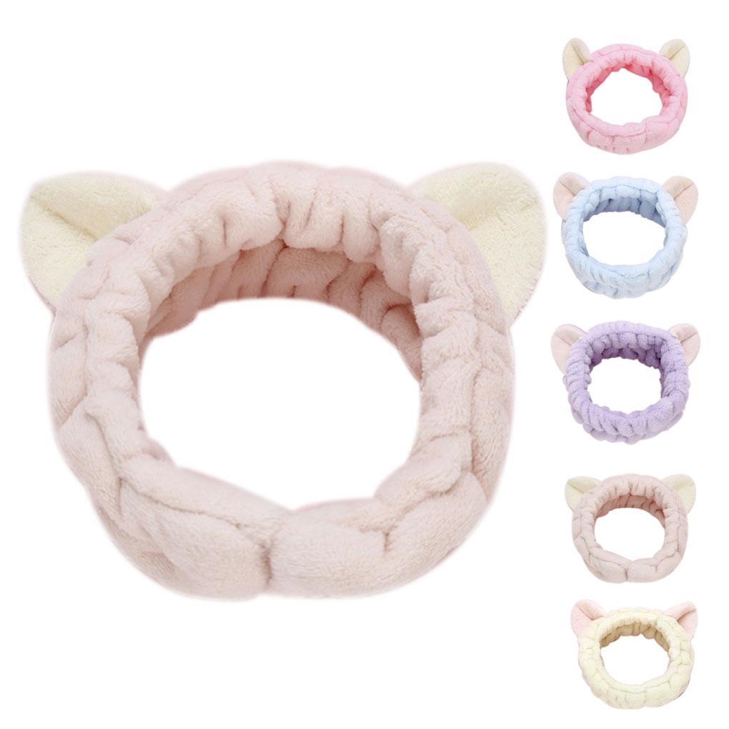 Cute Elastic Ears Headband Women Girls Soft Makeup Face Washing Headband Facial Mask Headwrap