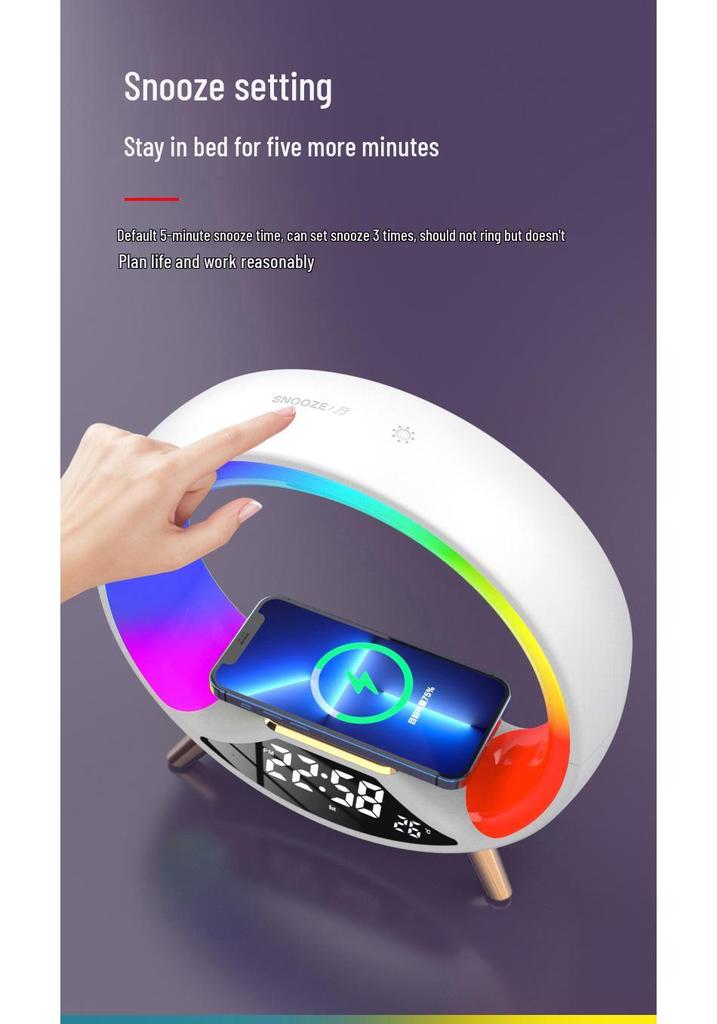 Sunrise Atmosphere Light Strip with Wireless Charging, Bluetooth Speaker & FM Alarm Clock.