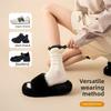 5 Pairs Grey Socks Women's Cotton Yarn Mid-calf Socks Spring and Autumn Tide Jk Clashing Ballet Style Lace Stacked Socks Autumn