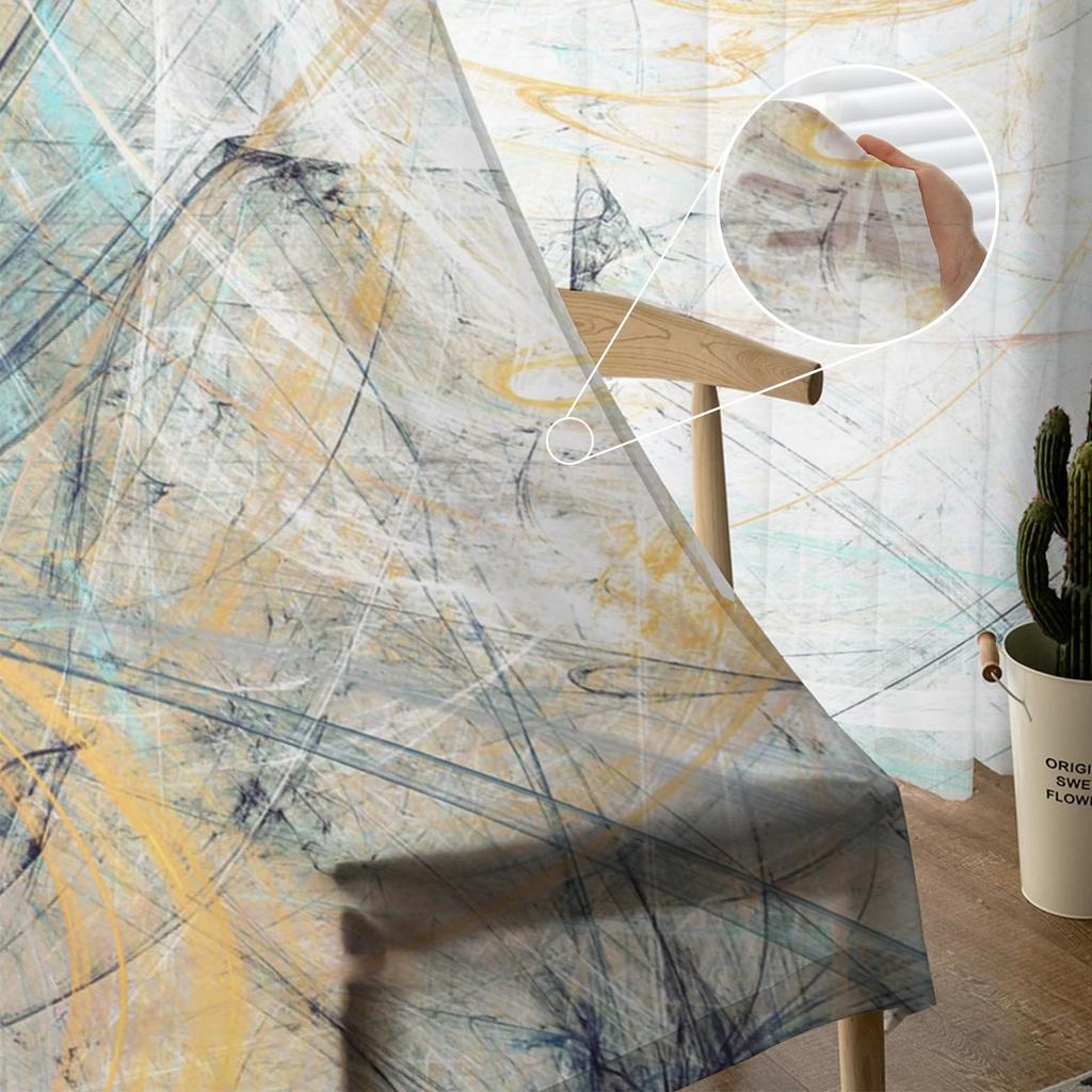Luxus Tüll Vorhänge Kunst Farbe Moderne Retro Wohnzimmer Küche Chiffon Vorhang Jugend Schlafzimmer Sheer Boden Volant Vorhang